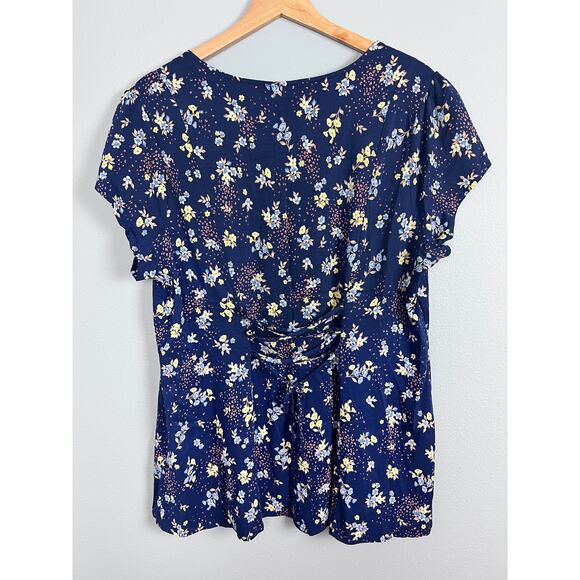 Torrid Women's L 12 Plus Floral Blouse Corset Lace Up Back Peplum Cottagecore - Picture 6 of 15